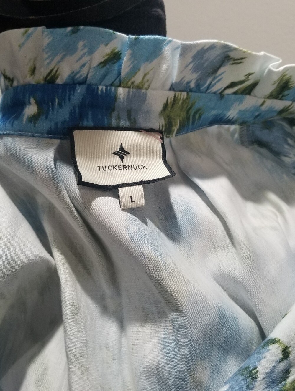 Tuckernuck Floral Blue Green Floral Pleated Button Down Dress - Picture 6 of 6